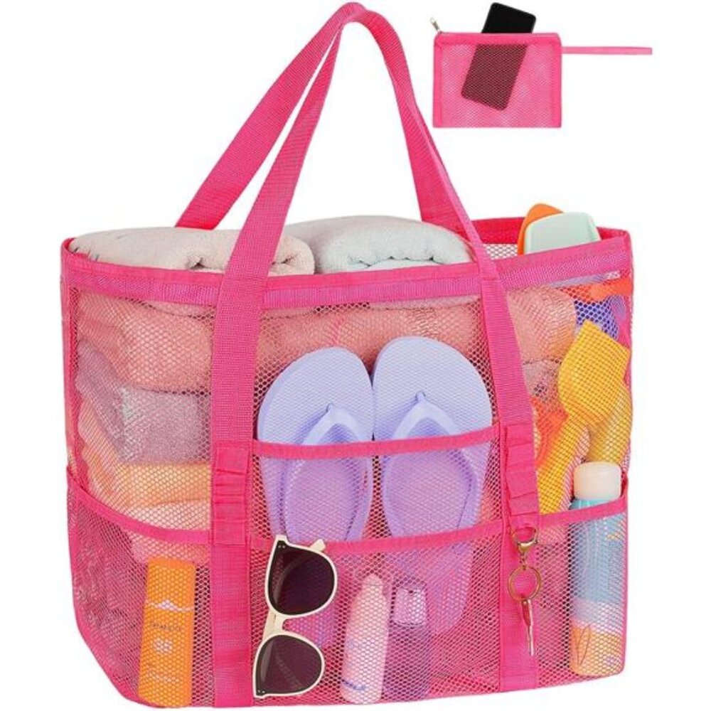 Mesh Beach Bag Vacation Essentials - Large Tote Pool Bag for Women Vacation